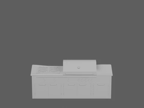 Built-in Stainless Outdoor Kitchen BBQ Station 3D Model