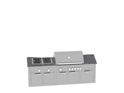 Built-in Stainless Outdoor Kitchen BBQ Station 3D Model
