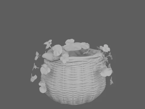 Cestino per fioriera in vimini intrecciato con nasturzi Modello 3D