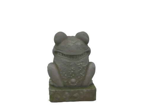 Carved Stone Garden Frog Statue with Moss 3D Model