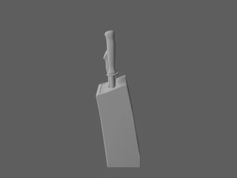 Wooden Knife Block with Sharpening Steel End Grain 3D Model