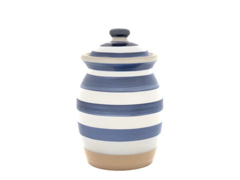 Traditional Ceramic Bread Crock with Painted Stripes 3D Model