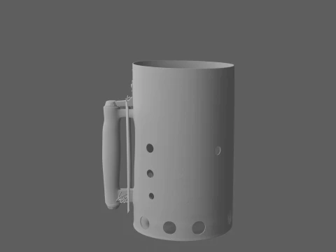 Charcoal Chimney Starter Galvanized with Handle 3D Model