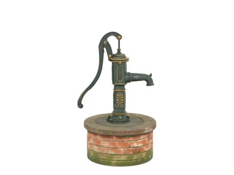 Vintage Cast Iron Garden Hand Water Pump 3D Model
