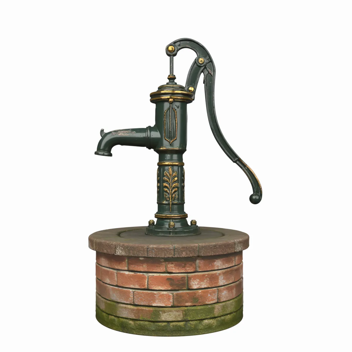 Vintage Cast Iron Garden Hand Water Pump 3D Model .c4d .max .obj .3ds .fbx .stl .blend