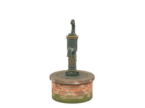 Vintage Cast Iron Garden Hand Water Pump 3D Model