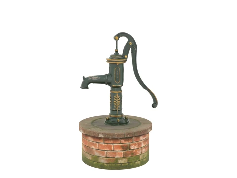 Vintage Cast Iron Garden Hand Water Pump 3D Model