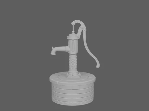 Vintage Cast Iron Garden Hand Water Pump 3D Model