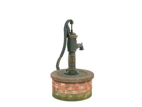 Vintage Cast Iron Garden Hand Water Pump 3D Model