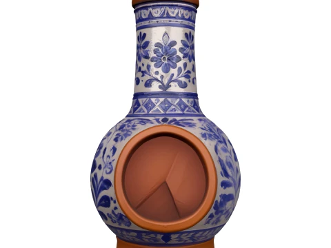 Large Mexican Terracotta Chimenea Talavera Painted 3D Model