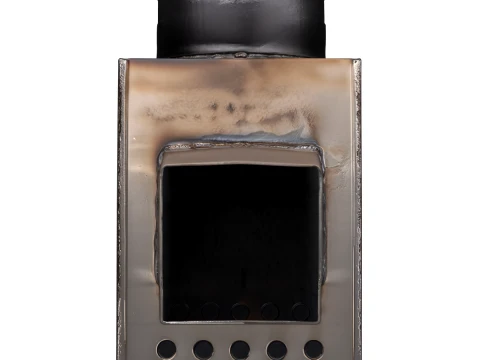 Compact Stainless Steel Rocket Stove with Soot 3D Model