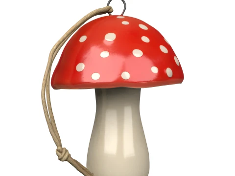 Ceramic Mushroom Ornament Red Cap White Spots 3D Model