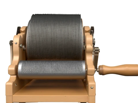Drum Carder for Wool Wooden Frame with Fibers 3D Model