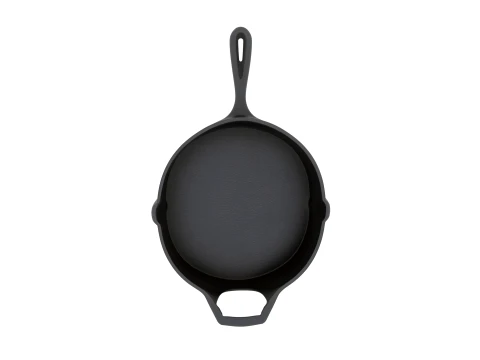 Cast Iron Skillet Seasoned with Long Handle 3D Model