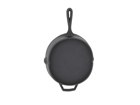 Cast Iron Skillet Seasoned with Long Handle 3D Model