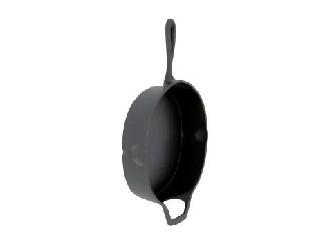 Cast Iron Skillet Seasoned with Long Handle 3D Model