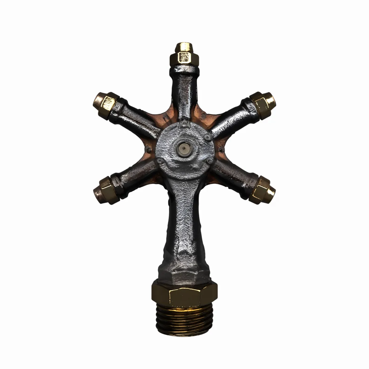 Vintage Cast Iron Rotating Garden Sprinkler 3D Model .c4d .max .obj .3ds .fbx .stl .blend 