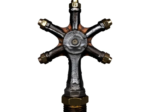 Vintage Dökme Demir Döner Bahçe Yağmurlama Sistemi 3D Model