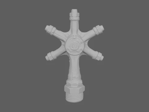 Vintage Cast Iron Rotating Garden Sprinkler 3D Model