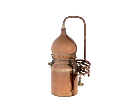 Small Copper Pot Still Distiller with Verdigris Patina 3D Model