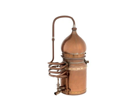 Small Copper Pot Still Distiller with Verdigris Patina 3D Model