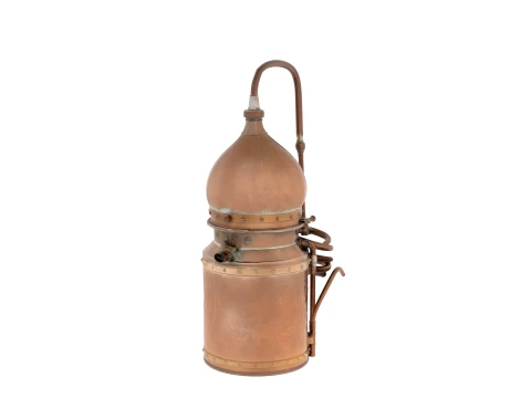 Small Copper Pot Still Distiller with Verdigris Patina 3D Model