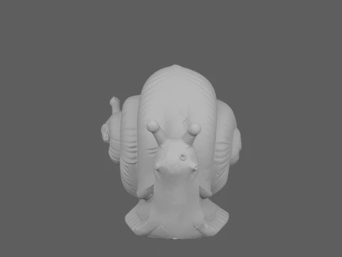 Cast Iron Garden Snail Statue with Rust Spots 3D Model