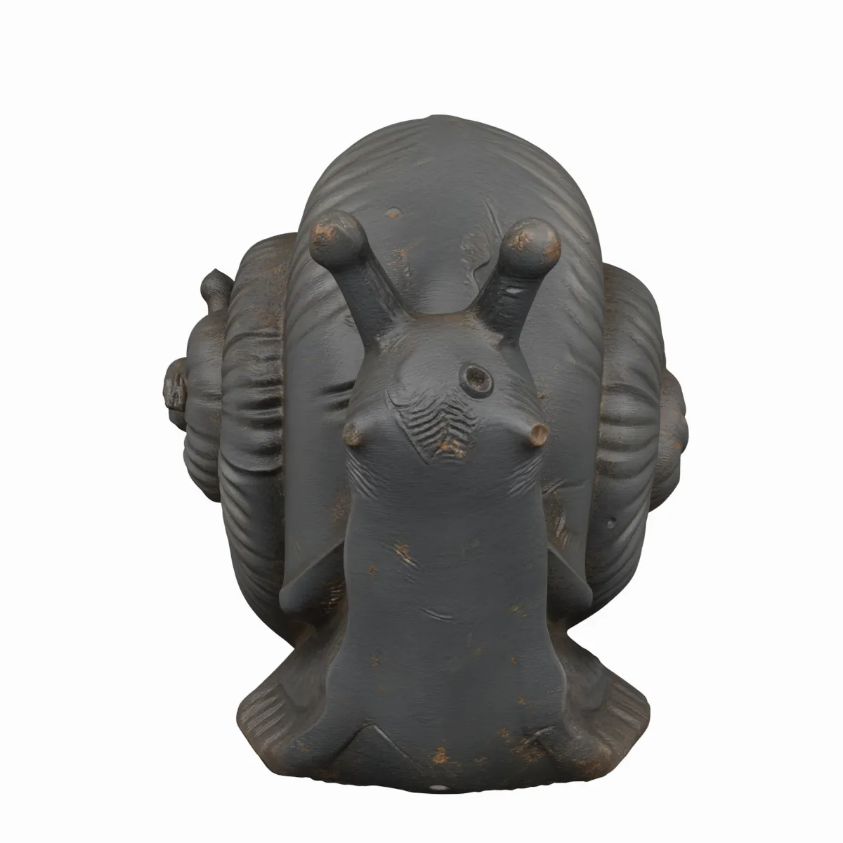 Cast Iron Garden Snail Statue with Rust Spots 3D Model .c4d .max .obj .3ds .fbx .stl .blend 