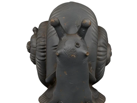 Cast Iron Garden Snail Statue with Rust Spots 3D Model