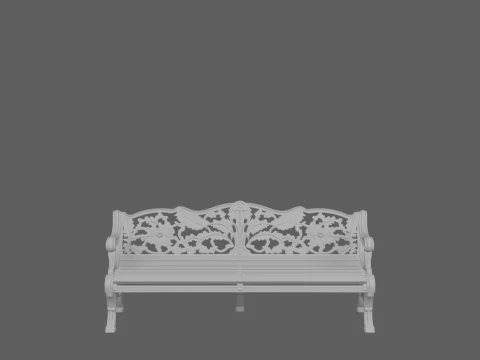 Heavy Victorian Cast Iron Outdoor Bench Ornate 3D Model