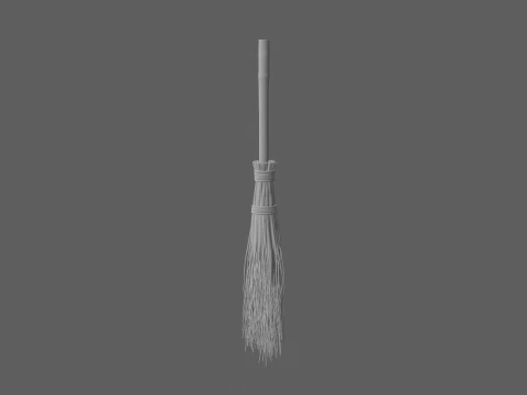 Traditional Handmade Besom Broom Birch Twigs 3D Model