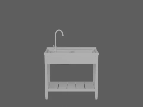 Stainless Steel Outdoor Garden Utility Sink 3D Model
