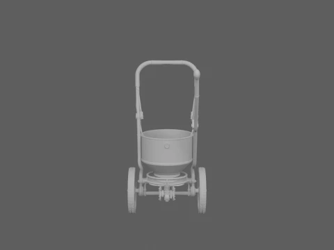 Vintage Wheeled Garden Seed Fertilizer Spreader 3D Model