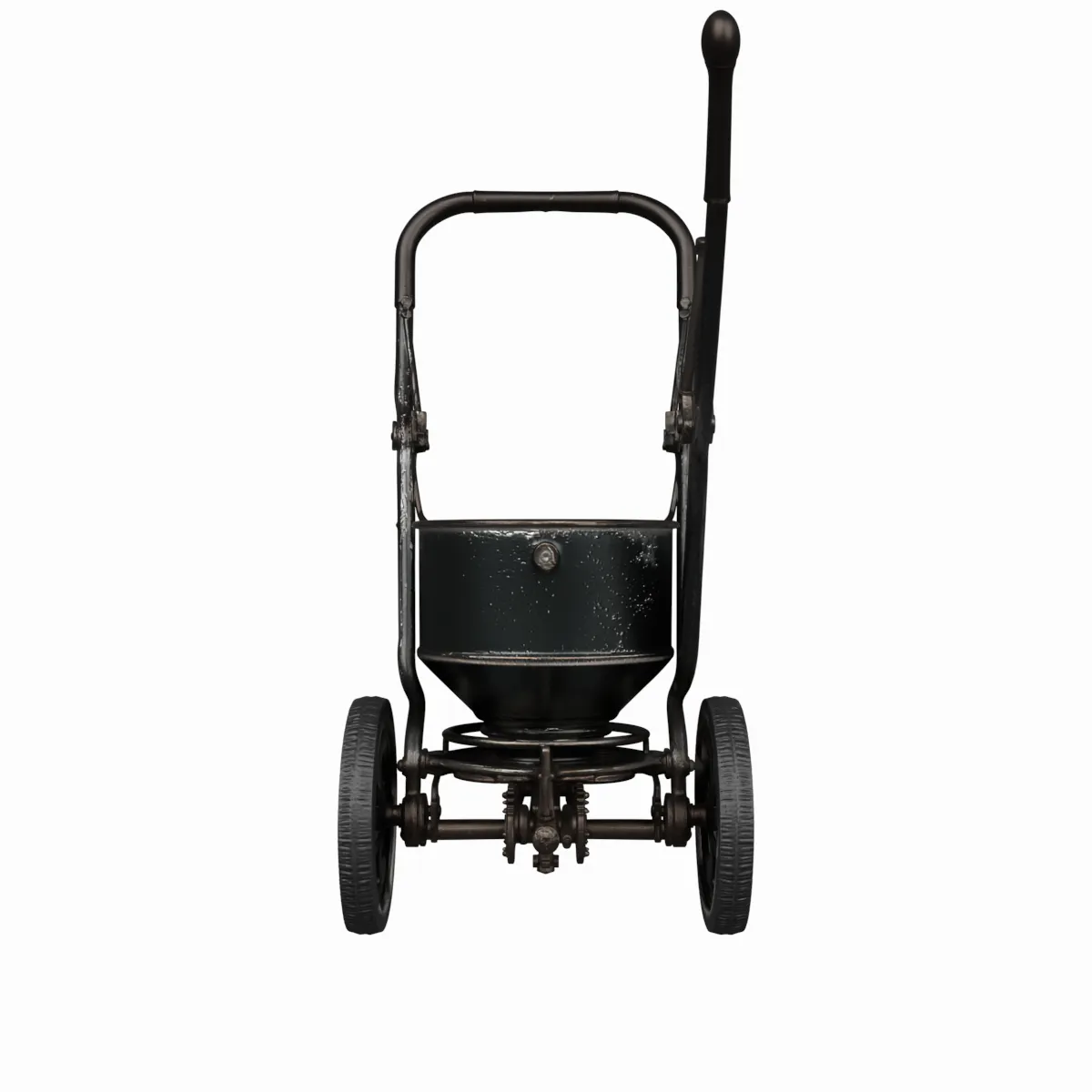 Vintage Wheeled Garden Seed Fertilizer Spreader 3D Model .c4d .max .obj .3ds .fbx .stl .blend 