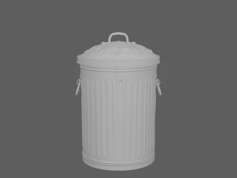 Poubelle de jardin classique en acier galvanis&eacute; vieilli Modèle 3D
