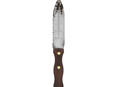 Stainless Hori Hori Garden Knife with Soil 3D Model