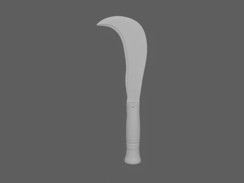 Lame courb&eacute;e en serpe avec manche en bois Modèle 3D