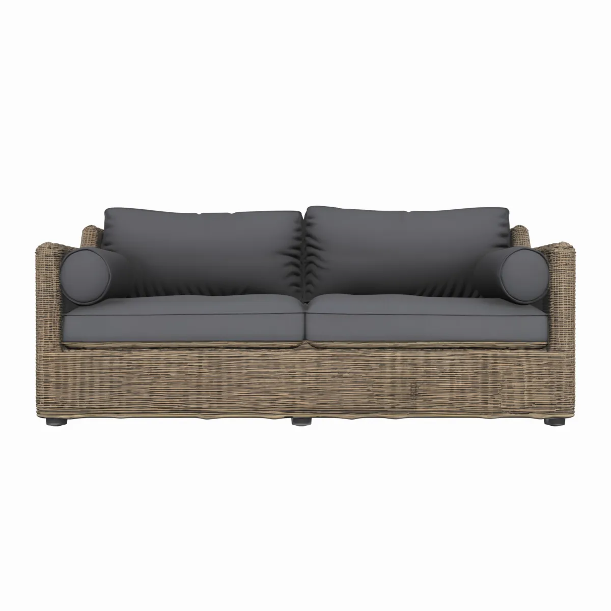 Wide Two-Seater Rattan Garden Sofa with Cushions 3D Model .c4d .max .obj .3ds .fbx .stl .blend 