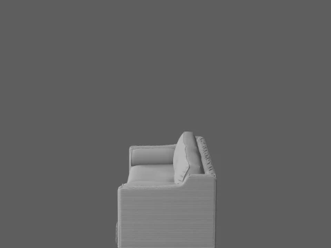 Wide Two-Seater Rattan Garden Sofa with Cushions 3D Model