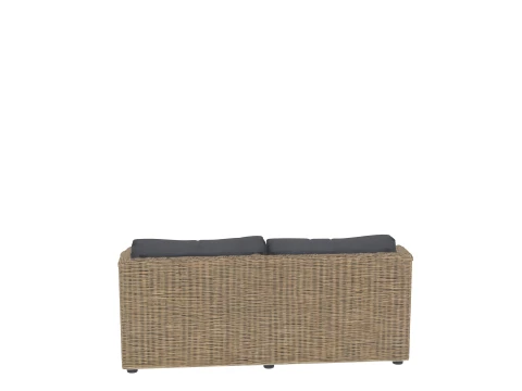 Wide Two-Seater Rattan Garden Sofa with Cushions 3D Model