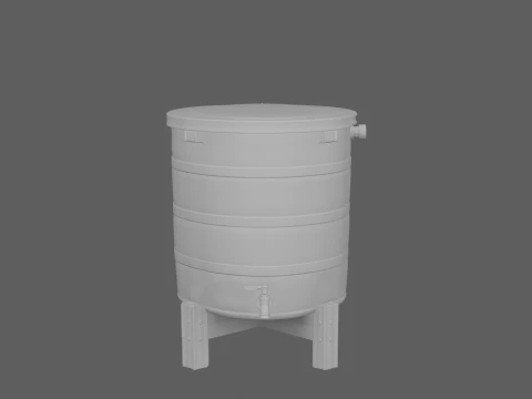 Large Dark Green Resin Garden Water Butt with Stand 3D Model