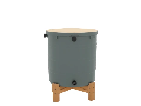 Large Dark Green Resin Garden Water Butt with Stand 3D Model