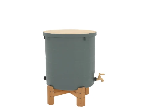 Large Dark Green Resin Garden Water Butt with Stand 3D Model