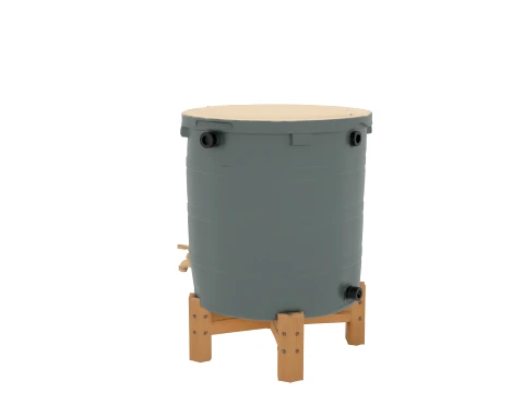 Large Dark Green Resin Garden Water Butt with Stand 3D Model