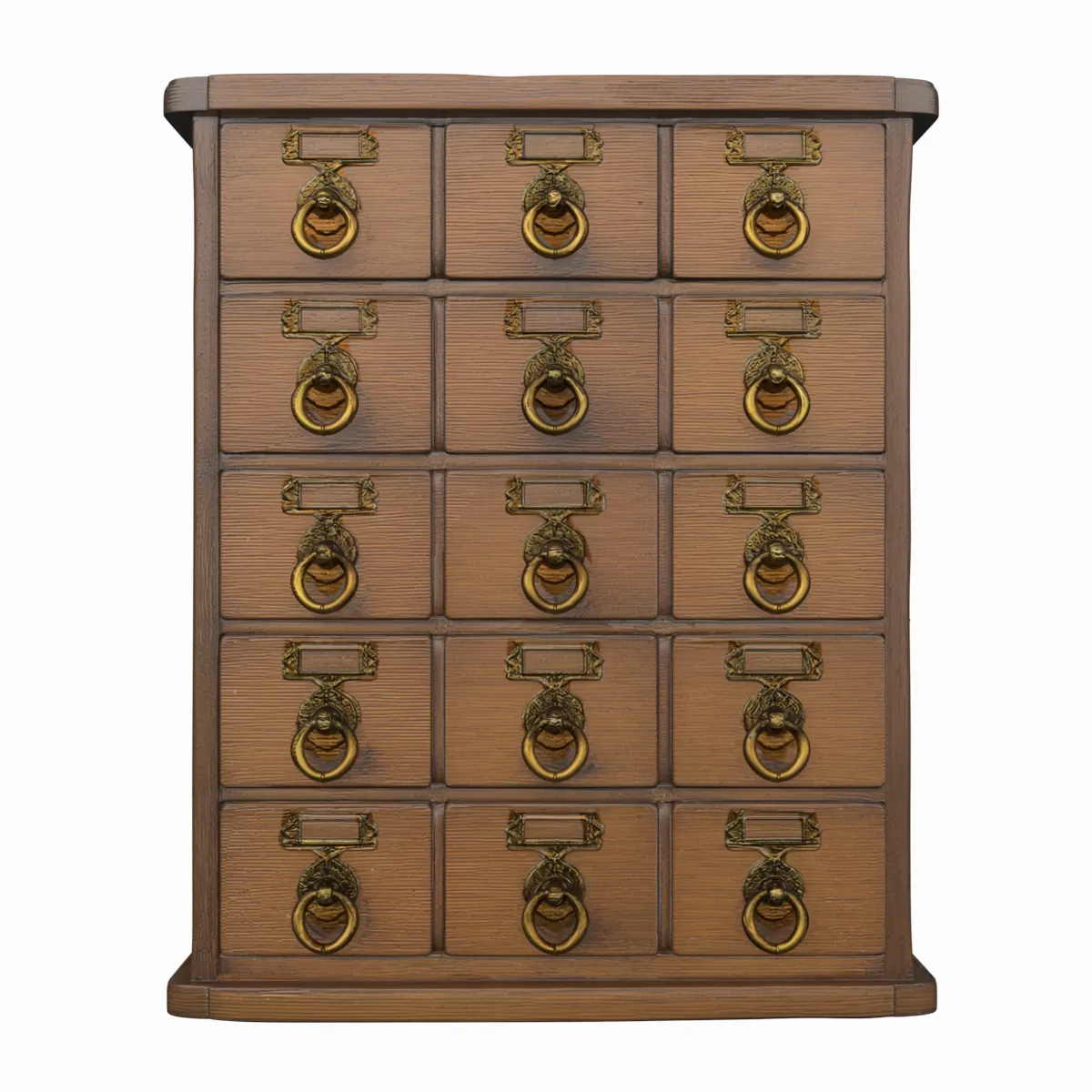 Vintage Oak Seed Saving Chest with Brass Pulls 3D Model .c4d .max .obj .3ds .fbx .stl .blend 