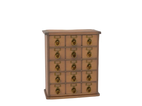 Vintage Oak Seed Saving Chest with Brass Pulls 3D Model