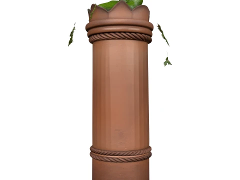 Jardinière victorienne en pot de cheminée en terre cuite rouge avec lierre Modèle 3D