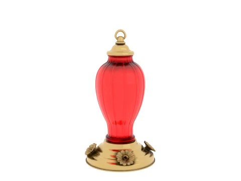 Hand-Blown Glass Hummingbird Feeder with Brass Ports 3D Model