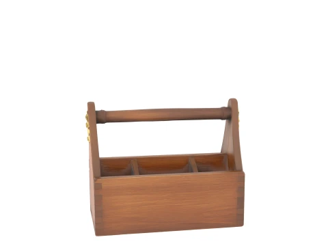 Wooden Tool Tote Dovetail Corners and Brass Hinges 3D Model