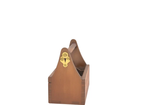 Wooden Tool Tote Dovetail Corners and Brass Hinges 3D Model